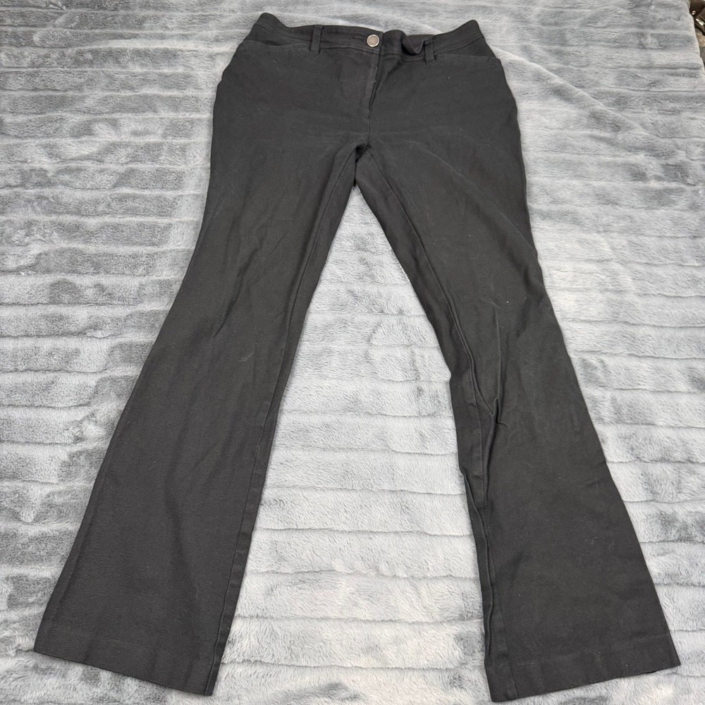 Chicos Black Bootcut Stretch Trousers Size 0 Regular Cotton Rayon Blend Flare